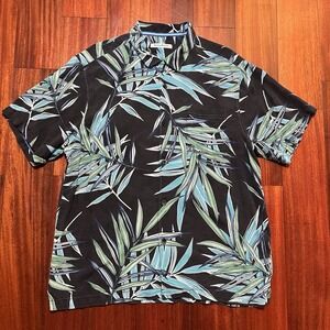 Tommy Bahama Shirt Men Large Silk Hibiscus Floral Tropical Camp Shirt Preppy